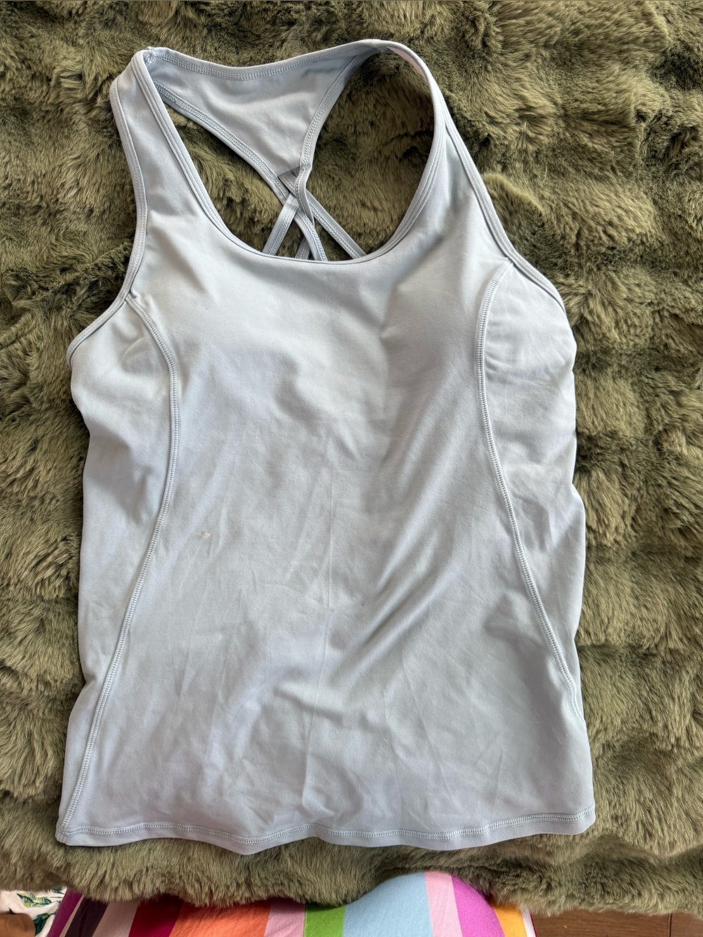 Running Girl Women’s Lavender  Tank Top built in bra w pads Size XL